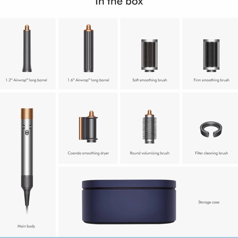 Dyson Airwrap Complete Set — Gray and Copper with Navy Case
